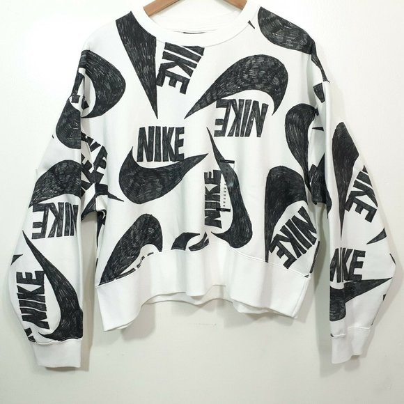 Nike Sweaters - Nike Womens Icon Clash White Black Pullover Sweatshirt Plus Size 1X